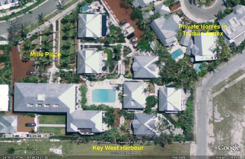 Aerial View of Mills Place within Truman Annex, Key West, Florida 